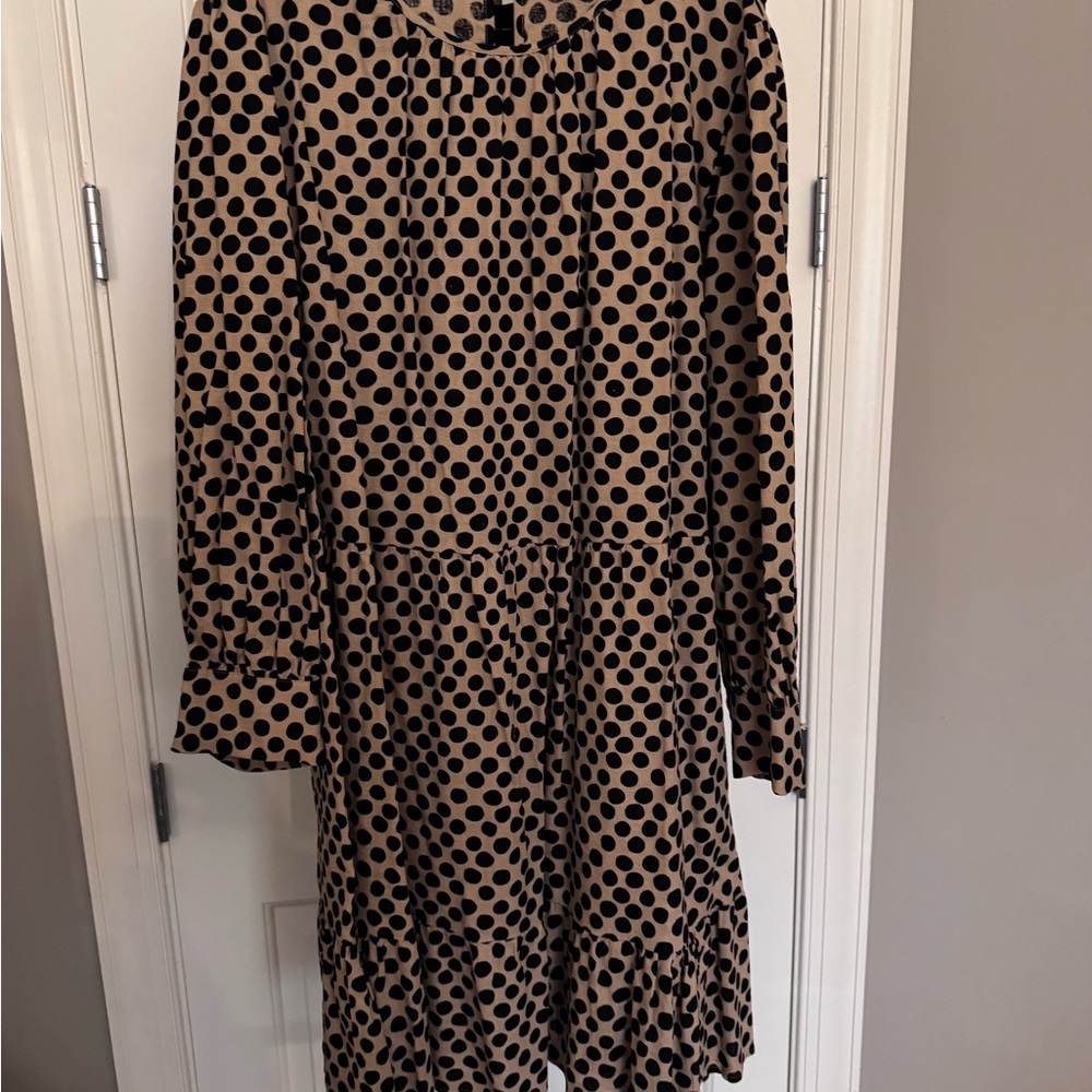 Who What Wear Brown and Cream Bishop Sleeve Sundress - Picture 4 of 13